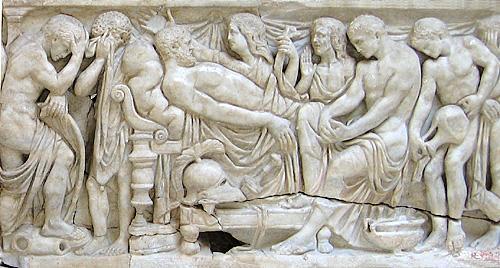Sarcofago romano con scene della vita di Achille, 160 d.C. ca., Ostia, Museo archeologico ostiense.