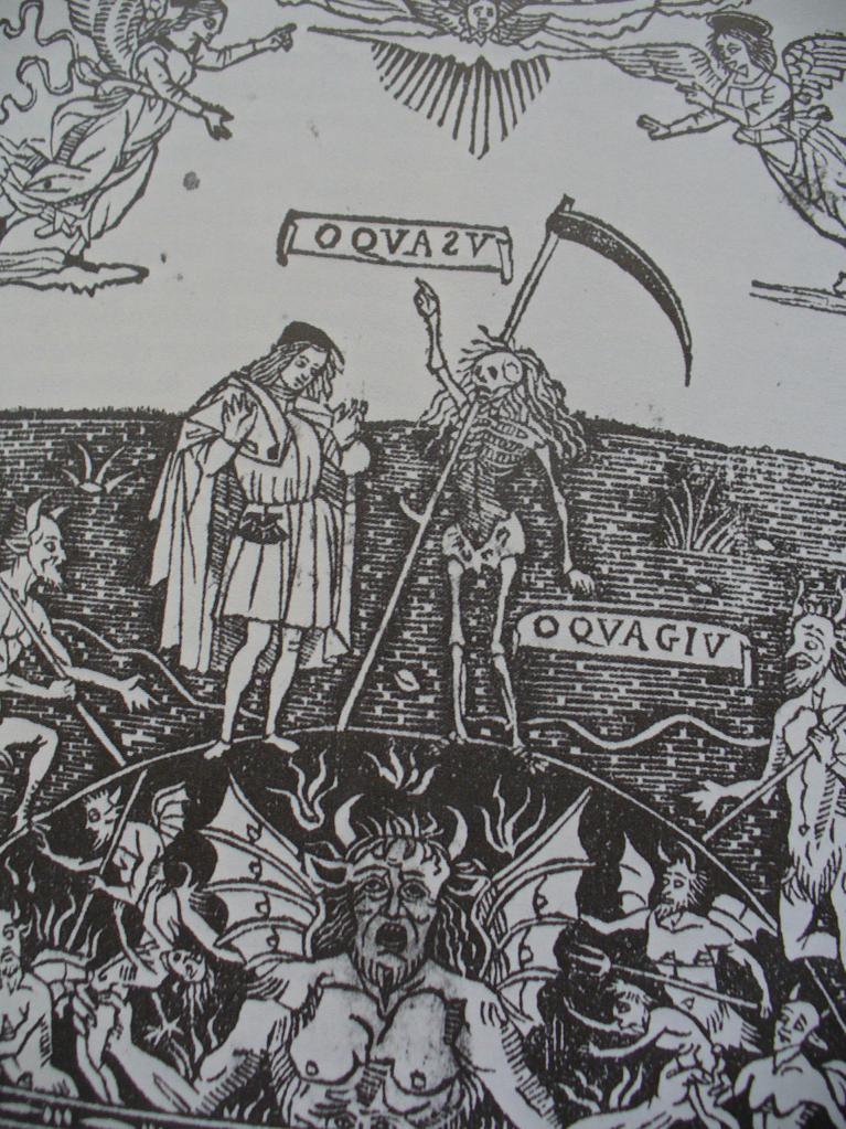 O qua su o qua giù, particolare della morta con Lucifero e i diavoli.