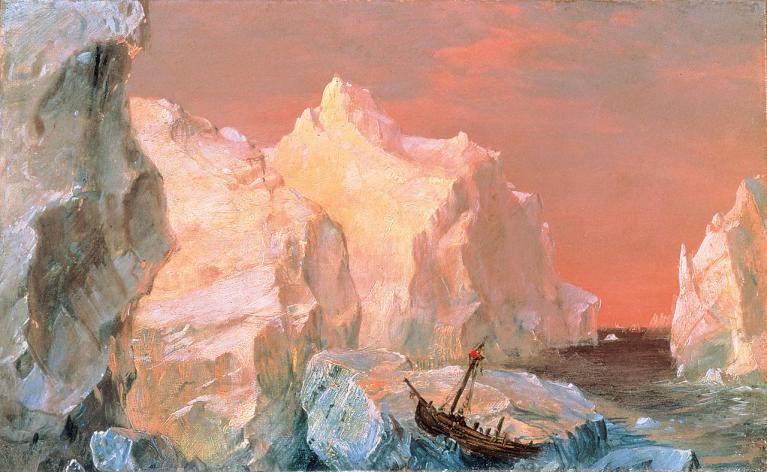 F. E. Church, Icebergs and wreck in sunset, 1860.