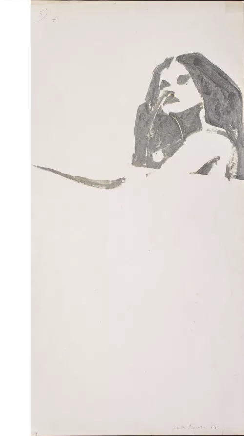 Prima immagine del silenzio, Progetto per la Biennale XXXII Ed. 1964, Matita e smalto alluminio su carta, Collezione privata, Milano.