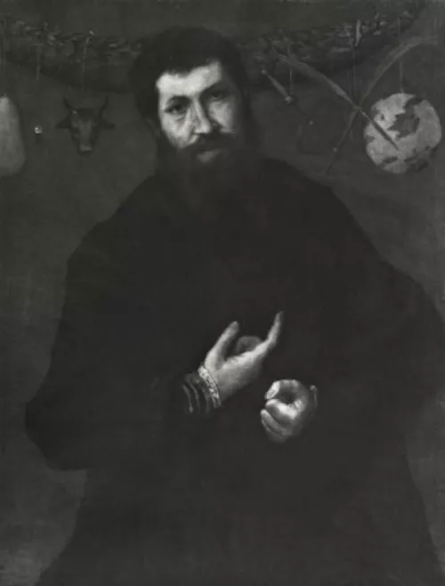 Lorenzo Lotto, Ritratto di uomo con simboli, 1544, El paso museum of art.