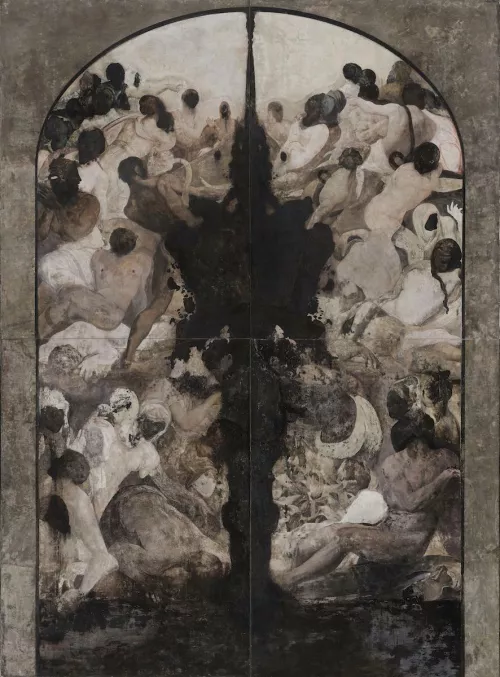 Nicola Samorì, Valle umana (Malafonte), 2018, affresco strappato, 515 x 380 cm © Galerie EIGEN+ART, Leipzig / Berlin. Foto Rolando Paolo Guerzoni.