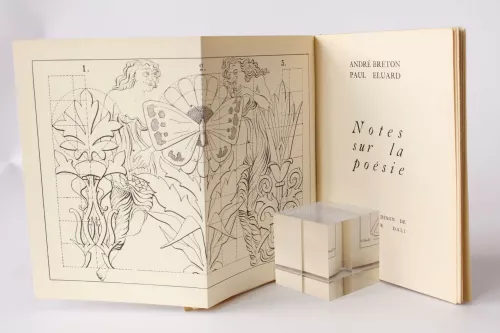 André Breton, Paul Eluard, Notes sur la poesie, 1936, con un disegno di Dalì.