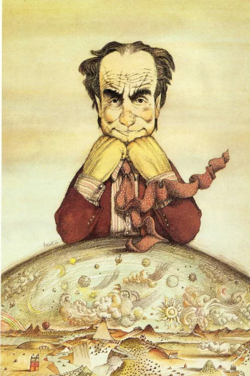 Italo Calvino ritratto da Tullio Pericoli, 1987