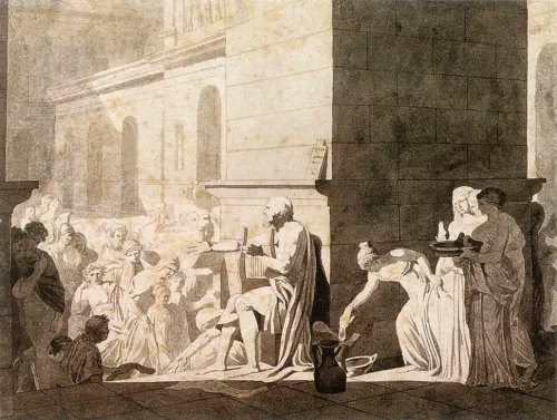 Davidomero recita i suoi versi ai greci 1794, Parigi, Museo del Louvre.