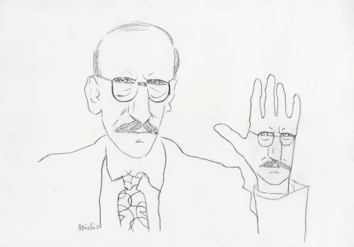 Saul Steinberg, 2021, matita su carta, cm 29,3x41,6.
