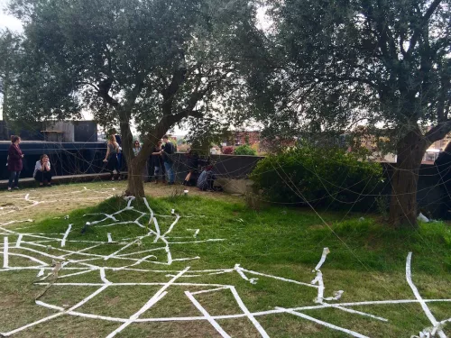 The installation on Via Ventura after the fourth day of performance.